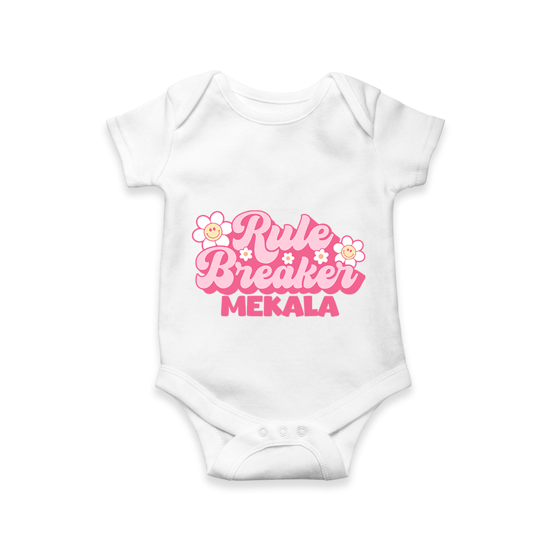 Rule Breaker Romper | Personalized Romper for the Little Rebel - WHITE - New Born (Chest 14")