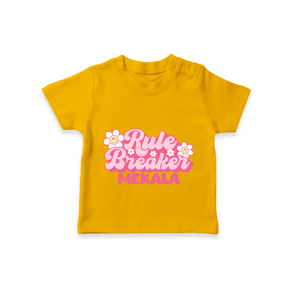 Rule Breaker T-shirt | Personalized T-shirt for the Little Rebel - CHROME YELLOW - 0-5 Months Old (Chest 17")