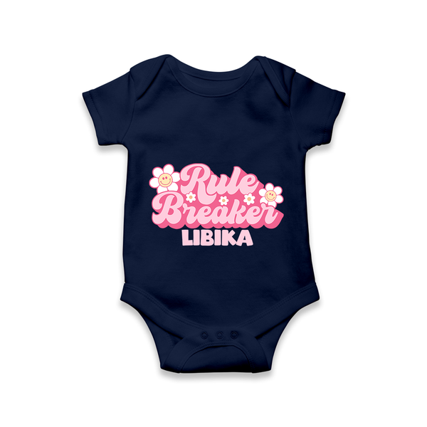 Rule Breaker Romper | Personalized Romper for the Little Rebel - NAVY BLUE - New Born (Chest 14")