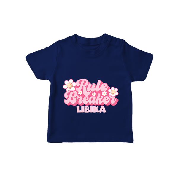 Rule Breaker T-shirt | Personalized T-shirt for the Little Rebel - NAVY BLUE - 0-5 Months Old (Chest 17")