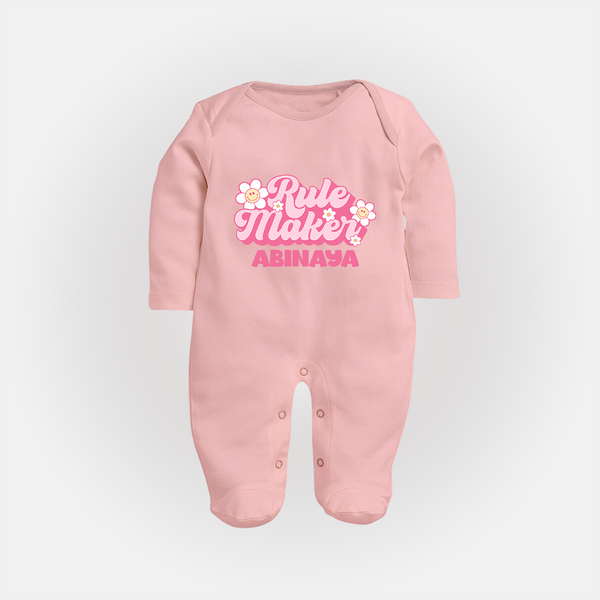 Rule Maker Sleep suit | Custom Sleep suit for the Bold and Brave - BABY PINK - New Born (Chest 7.5")