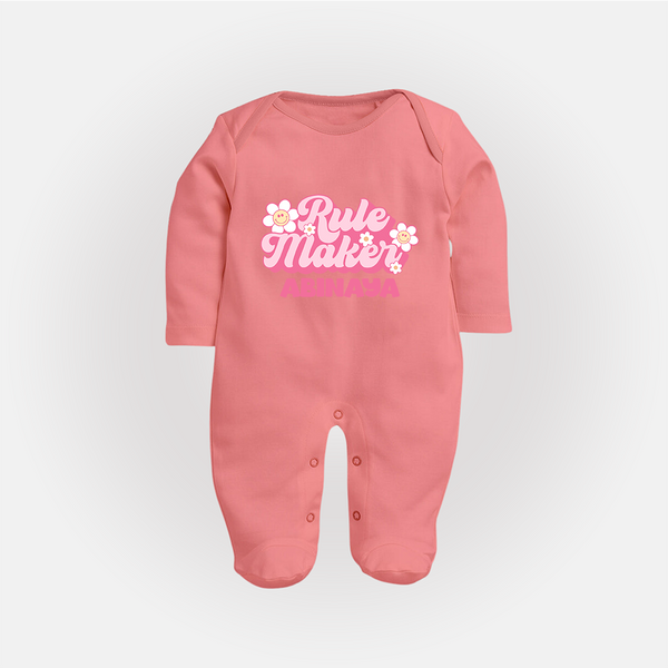 Rule Maker Sleep suit | Custom Sleep suit for the Bold and Brave - PEACH - New Born (Chest 7.5")