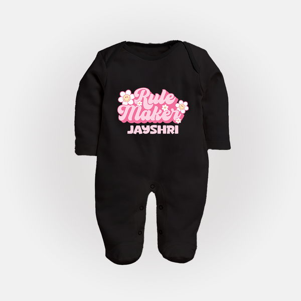 Rule Maker Sleep suit | Custom Sleep suit for the Bold and Brave - BLACK - New Born (Chest 7.5")