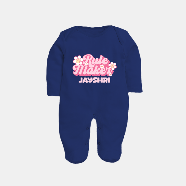 Rule Maker Sleep suit | Custom Sleep suit for the Bold and Brave - NAVY BLUE - New Born (Chest 7.5")