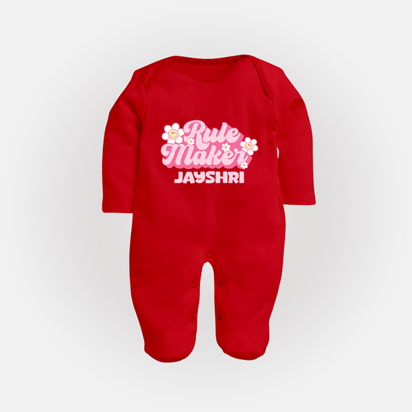 Rule Maker Sleep suit | Custom Sleep suit for the Bold and Brave - RED - New Born (Chest 7.5")