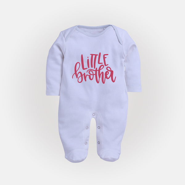 Little Brother Sleep suit | Personalized Sleep suit for Your Little Brother - BABY BLUE - New Born (Chest 7.5")