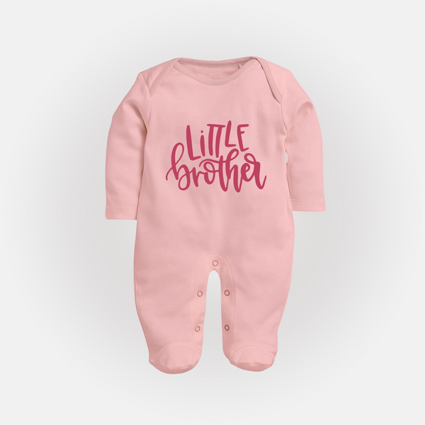Little Brother Sleep suit | Personalized Sleep suit for Your Little Brother - BABY PINK - New Born (Chest 7.5")