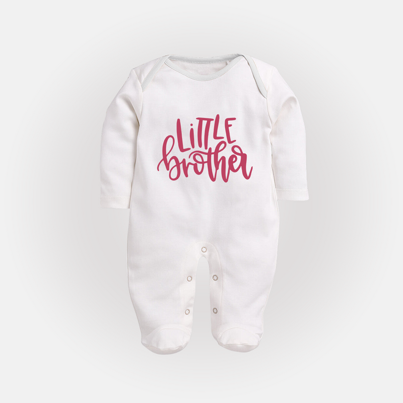 Little Brother Sleep suit | Personalized Sleep suit for Your Little Brother - WHITE - New Born (Chest 7.5")