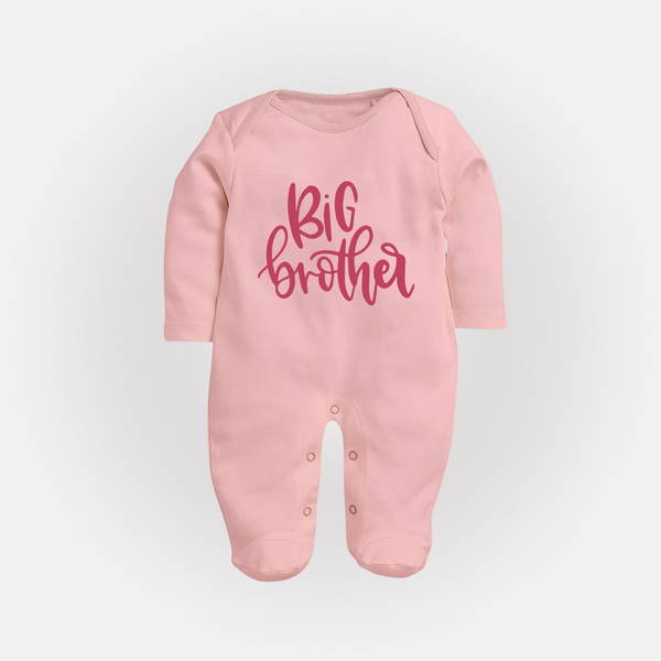 Big Brother Sleep suit | Custom Sleep suit for the Big Brother - BABY PINK - New Born (Chest 7.5")