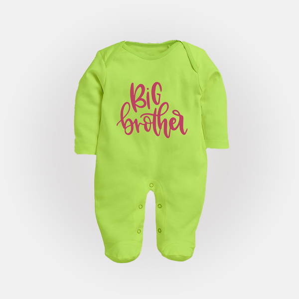 Big Brother Sleep suit | Custom Sleep suit for the Big Brother - LIME GREEN - New Born (Chest 7.5")