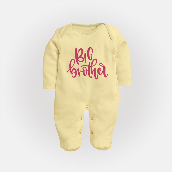 Big Brother Sleep suit | Custom Sleep suit for the Big Brother - PASTEL YELLOW - New Born (Chest 7.5")