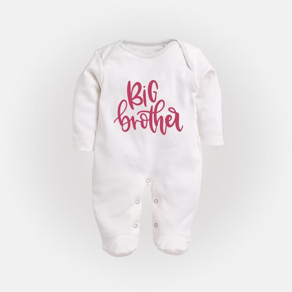 Big Brother Sleep suit | Custom Sleep suit for the Big Brother - WHITE - New Born (Chest 7.5")