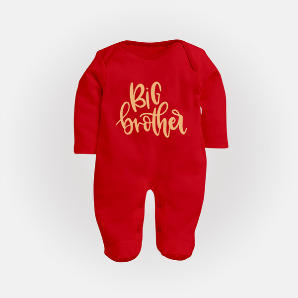 Big Brother Sleep suit | Custom Sleep suit for the Big Brother - RED - New Born (Chest 7.5")