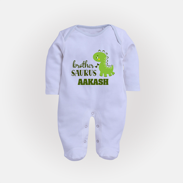 Brother-Saurus Sleep suit | Personalized Sleep suit for the Big Brother - BABY BLUE - New Born (Chest 7.5")