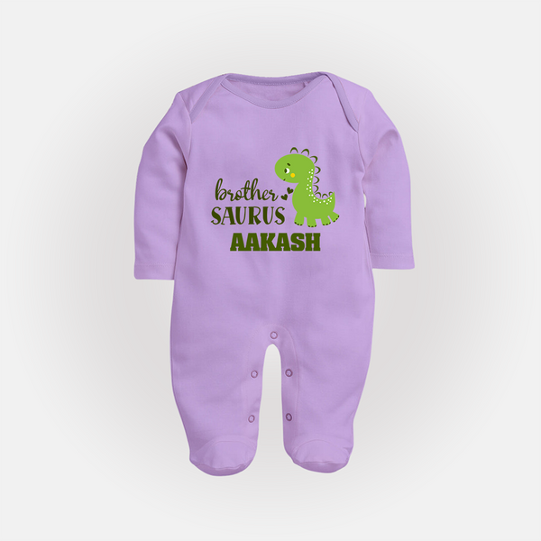 Brother-Saurus Sleep suit | Personalized Sleep suit for the Big Brother - LILAC - New Born (Chest 7.5")