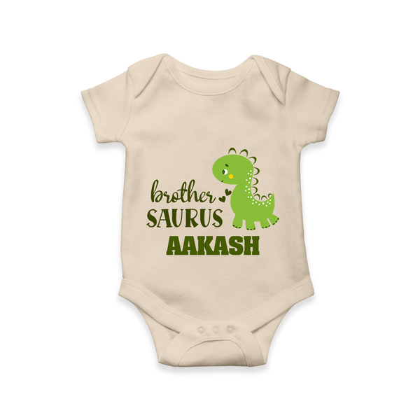 Brother-Saurus Romper | Personalized Romper for the Big Brother - IVORY - New Born (Chest 14")