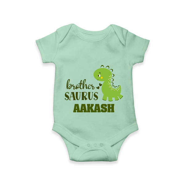 Brother-Saurus Romper | Personalized Romper for the Big Brother - MINT GREEN - New Born (Chest 14")