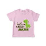 Brother-Saurus T-shirt | Personalized T-shirt for the Big Brother - BABY PINK - 0-5 Months Old (Chest 17")