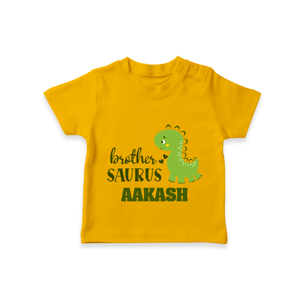 Brother-Saurus T-shirt | Personalized T-shirt for the Big Brother - CHROME YELLOW - 0-5 Months Old (Chest 17")