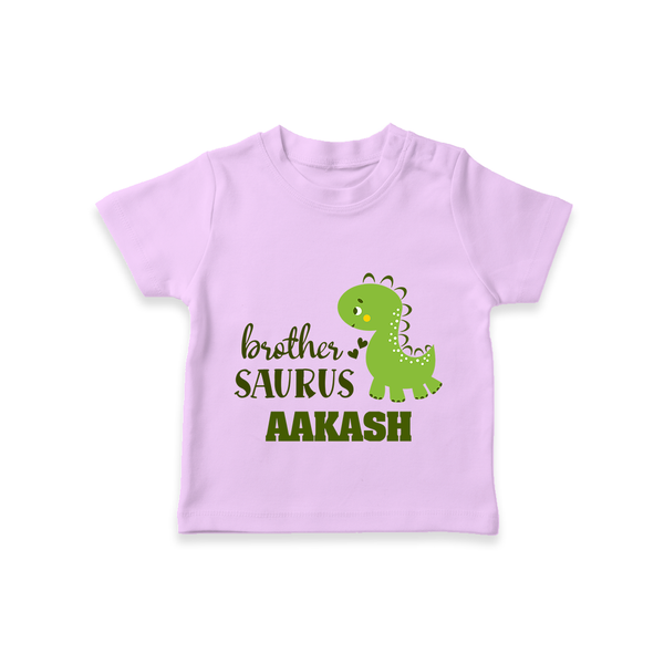 Brother-Saurus T-shirt | Personalized T-shirt for the Big Brother - LILAC - 0-5 Months Old (Chest 17")