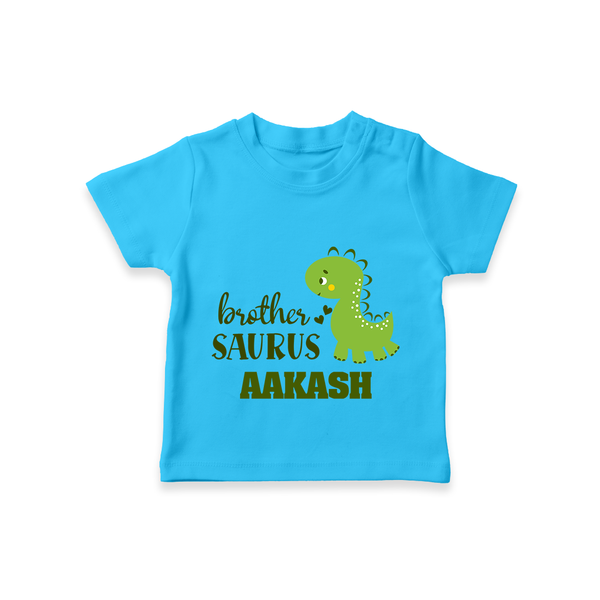 Brother-Saurus T-shirt | Personalized T-shirt for the Big Brother - SKY BLUE - 0-5 Months Old (Chest 17")