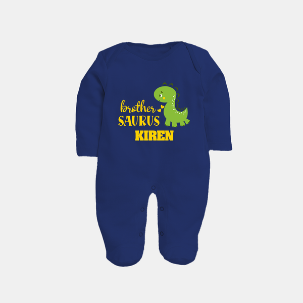 Brother-Saurus Sleep suit | Personalized Sleep suit for the Big Brother - NAVY BLUE - New Born (Chest 7.5")