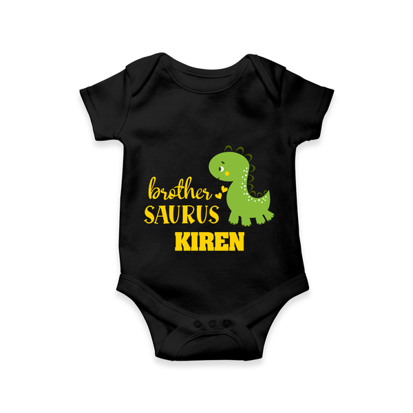 Brother-Saurus Romper | Personalized Romper for the Big Brother - BLACK - New Born (Chest 14")