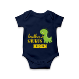 Brother-Saurus Romper | Personalized Romper for the Big Brother - NAVY BLUE - New Born (Chest 14")