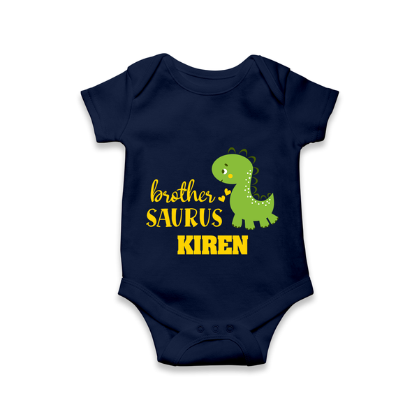 Brother-Saurus Romper | Personalized Romper for the Big Brother - NAVY BLUE - New Born (Chest 14")