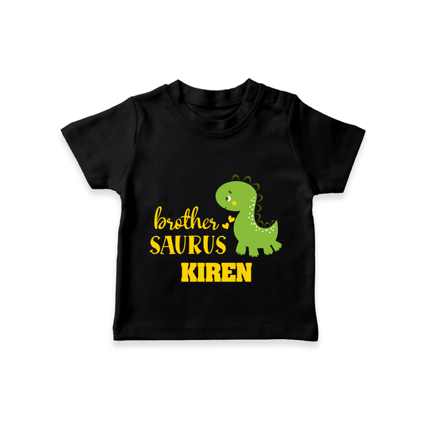 Brother-Saurus T-shirt | Personalized T-shirt for the Big Brother - BLACK - 0-5 Months Old (Chest 17")