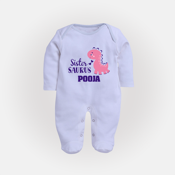Sister-Saurus Sleep suit | Custom Sleep suit for the Big Sister - BABY BLUE - New Born (Chest 7.5")
