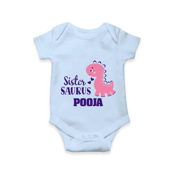 Sister-Saurus Romper | Custom Romper for the Big Sister - BABY BLUE - New Born (Chest 14")