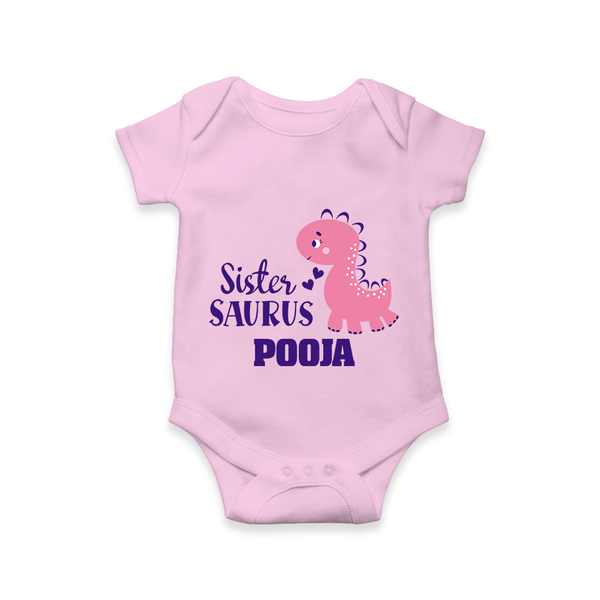 Sister-Saurus Romper | Custom Romper for the Big Sister - BABY PINK - New Born (Chest 14")