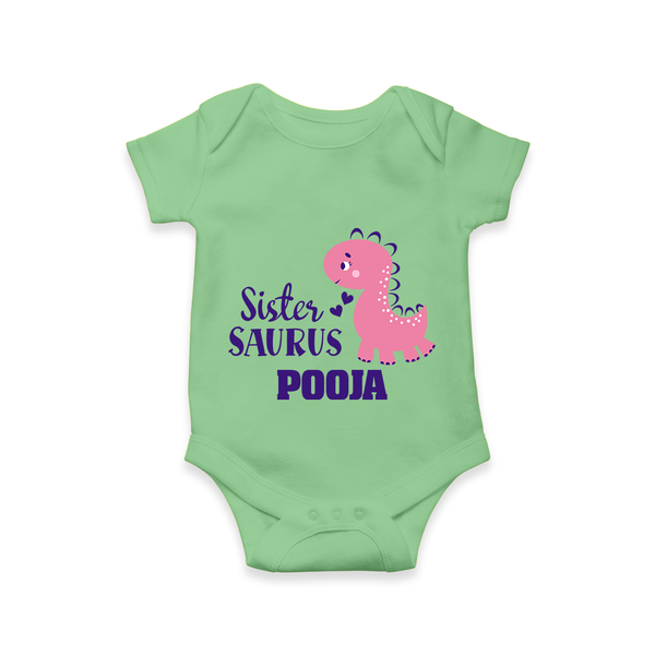 Sister-Saurus Romper | Custom Romper for the Big Sister - GREEN - New Born (Chest 14")
