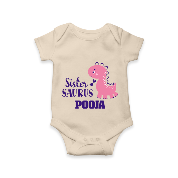 Sister-Saurus Romper | Custom Romper for the Big Sister - IVORY - New Born (Chest 14")