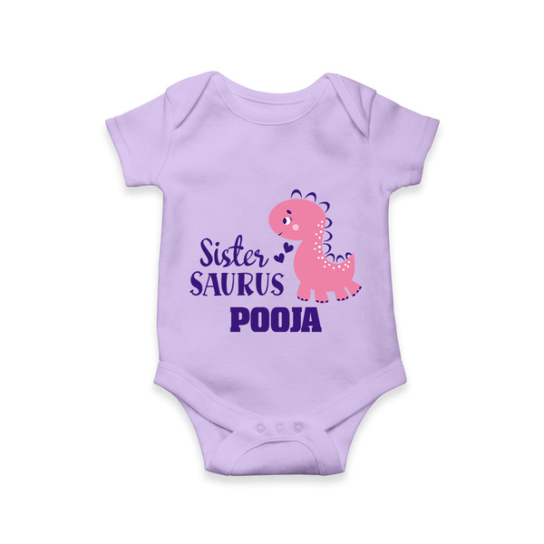 Sister-Saurus Romper | Custom Romper for the Big Sister - LILAC - New Born (Chest 14")