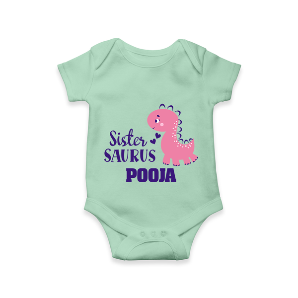 Sister-Saurus Romper | Custom Romper for the Big Sister - MINT GREEN - New Born (Chest 14")