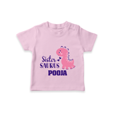 Sister-Saurus T-shirt | Custom T-shirt for the Big Sister - BABY PINK - 0-5 Months Old (Chest 17")