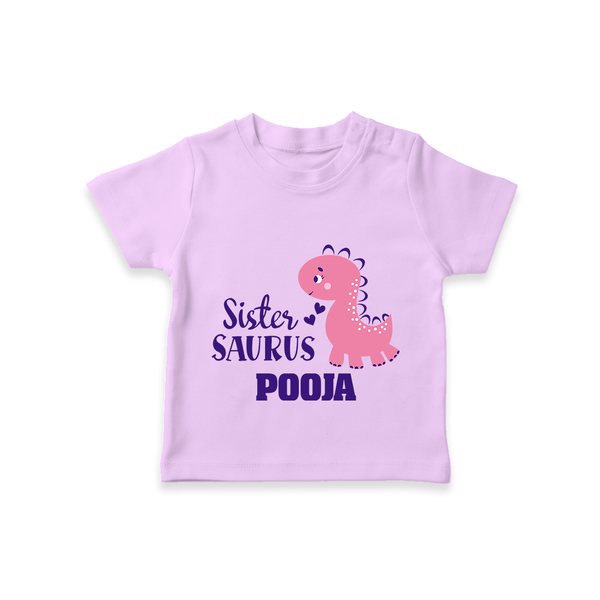 Sister-Saurus T-shirt | Custom T-shirt for the Big Sister - LILAC - 0-5 Months Old (Chest 17")