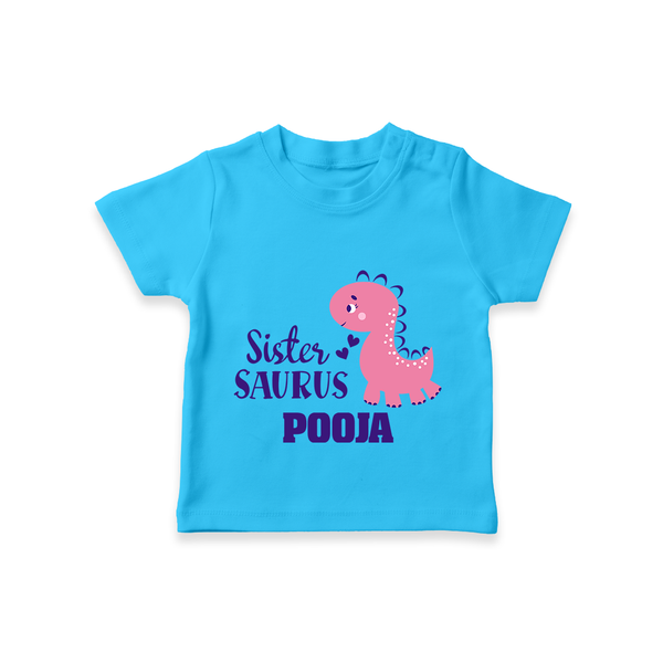 Sister-Saurus T-shirt | Custom T-shirt for the Big Sister - SKY BLUE - 0-5 Months Old (Chest 17")