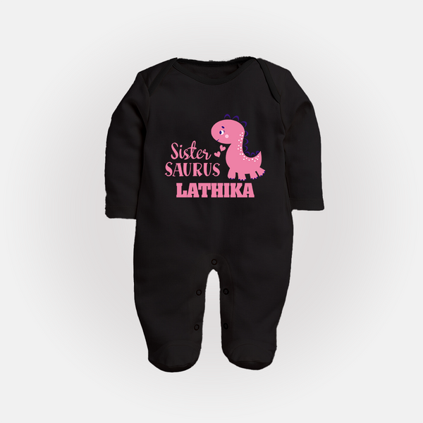 Sister-Saurus Sleep suit | Custom Sleep suit for the Big Sister - BLACK - New Born (Chest 7.5")