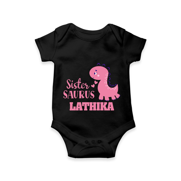 Sister-Saurus Romper | Custom Romper for the Big Sister - BLACK - New Born (Chest 14")