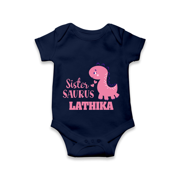Sister-Saurus Romper | Custom Romper for the Big Sister - NAVY BLUE - New Born (Chest 14")