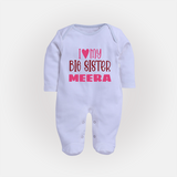 I Love My Big Sister Sleep suit | Personalized Sleep suit for Your Big Sister - BABY BLUE - New Born (Chest 7.5")