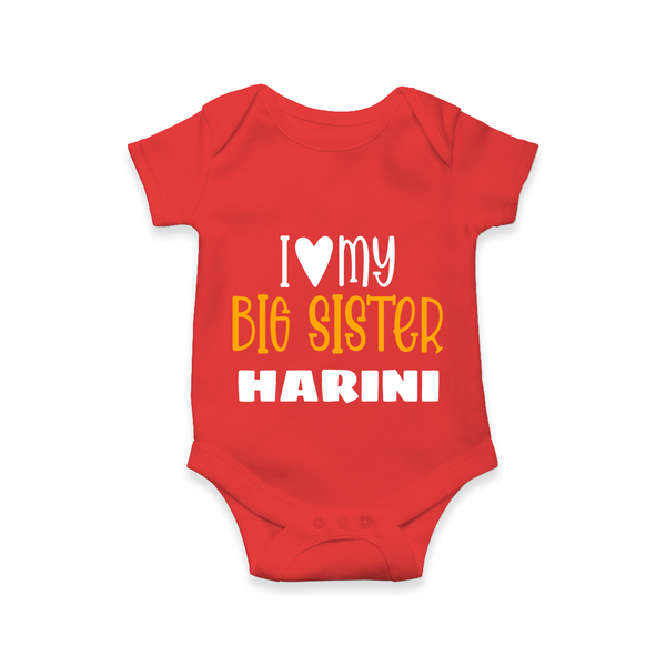 I Love My Big Sister Romper | Personalized Romper for Your Big Sister - RED - New Born (Chest 14")