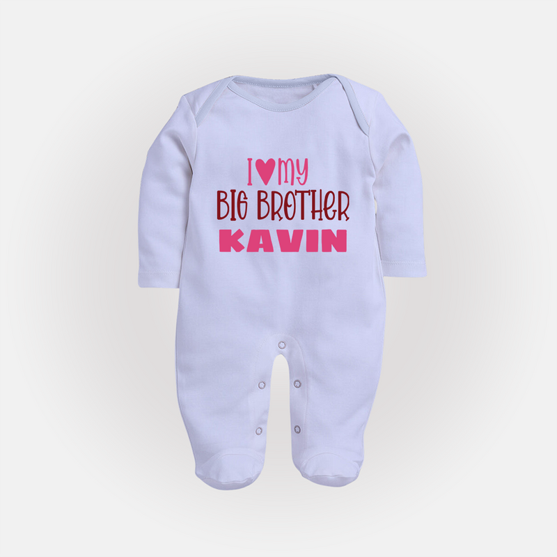I Love My Big Brother Sleep suit | Custom Sleep suit for Your Big Brother - BABY BLUE - New Born (Chest 7.5")