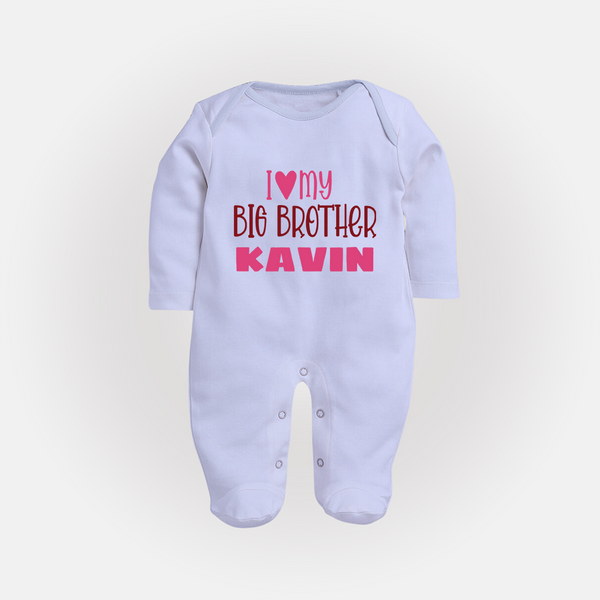 I Love My Big Brother Sleep suit | Custom Sleep suit for Your Big Brother - BABY BLUE - New Born (Chest 7.5")