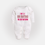 I Love My Big Brother Sleep suit | Custom Sleep suit for Your Big Brother - WHITE - New Born (Chest 7.5")