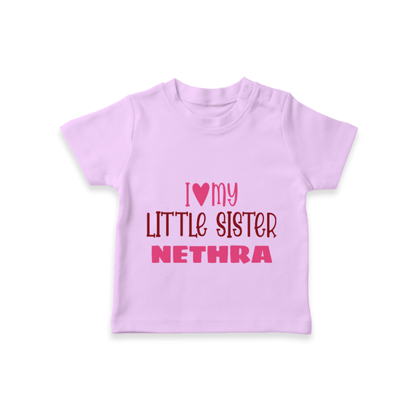 I Love My Little Sister T-shirt | Personalized T-shirt for Your Little Sister - LILAC - 0-5 Months Old (Chest 17")