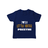 I Love My Little Sister T-shirt | Personalized T-shirt for Your Little Sister - NAVY BLUE - 0-5 Months Old (Chest 17")